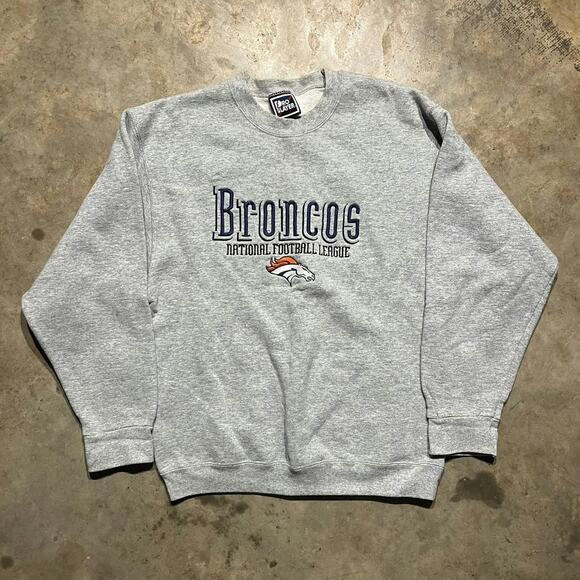 Vintage 90s Denver Broncos NFL Grey Pro Player Sweatshirt - Picture 1 of 3